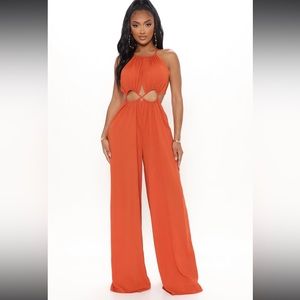 Elegant Orange Halter Jumpsuit